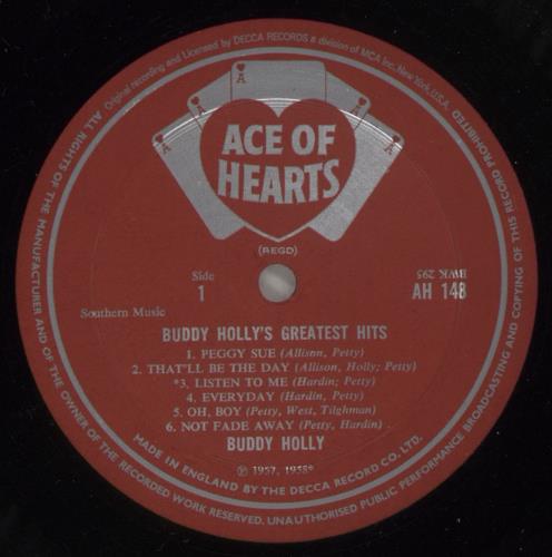 Buddy Holly Buddy Holly's Greatest Hits vinyl LP album (LP record) UK BDHLPBU625388