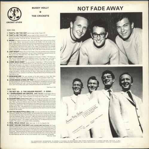 Buddy Holly Not Fade Away vinyl LP album (LP record) Hungarian BDHLPNO699829