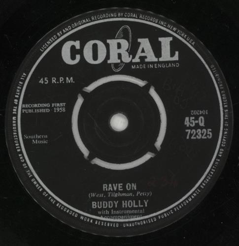 Buddy Holly Rave On -2nd 7" vinyl single (7 inch record / 45) UK BDH07RA875941