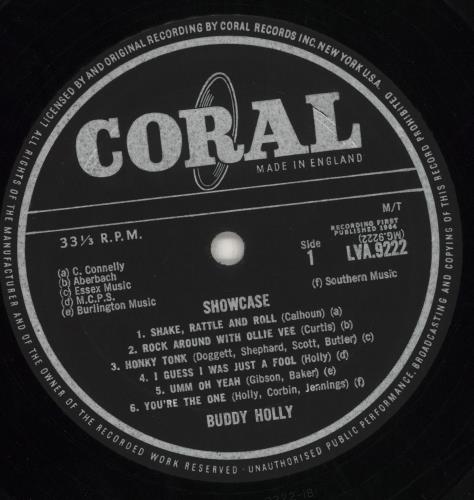 Buddy Holly Showcase vinyl LP album (LP record) UK BDHLPSH185268