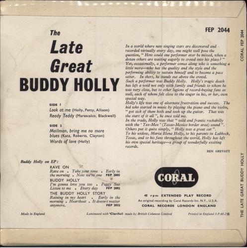 Buddy Holly The Late Great Buddy Holly EP - 1st 7" vinyl single (7 inch record / 45) UK BDH07TH783545