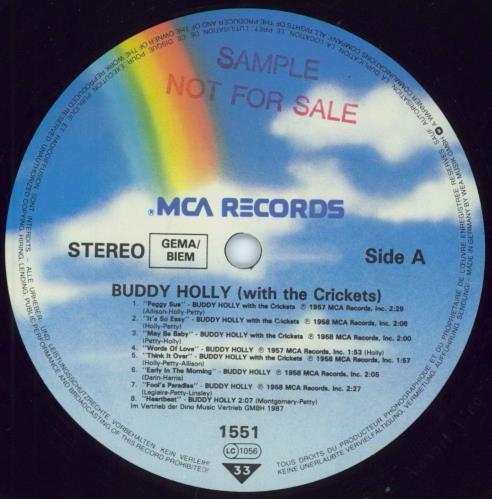 Buddy Holly The Legend Lives - His Greatest Songs - sample vinyl LP album (LP record) German BDHLPTH797451