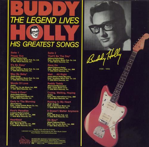 Buddy Holly The Legend Lives - His Greatest Songs - sample vinyl LP album (LP record) German BDHLPTH797451