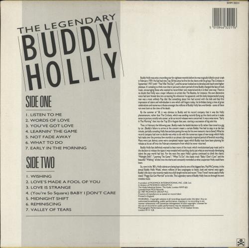 Buddy Holly The Legendary Buddy Holly vinyl LP album (LP record) UK BDHLPTH425672