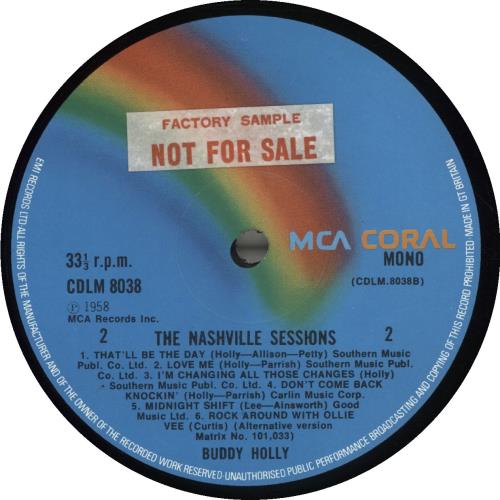 Buddy Holly The Nashville Sessions - Factory Sample vinyl LP album (LP record) UK BDHLPTH622793