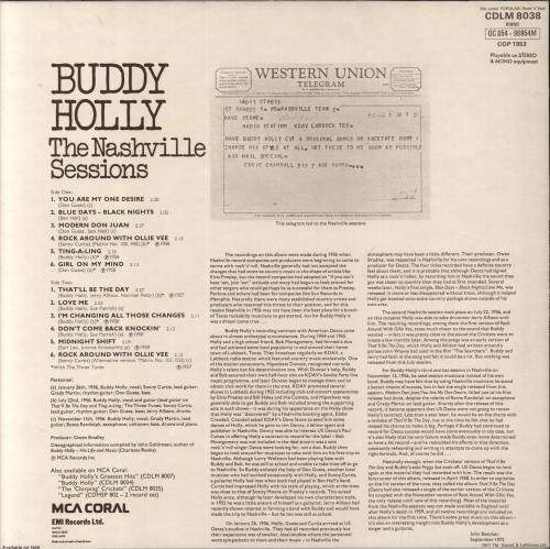 Buddy Holly The Nashville Sessions vinyl LP album (LP record) UK BDHLPTH817456