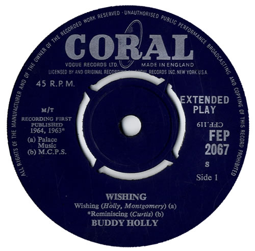 Buddy Holly Wishing EP 7" vinyl single (7 inch record / 45) UK BDH07WI575008
