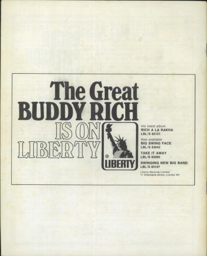 Buddy Rich Buddy Rich 1968 Tour Programme tour programme UK BU-TRBU833259
