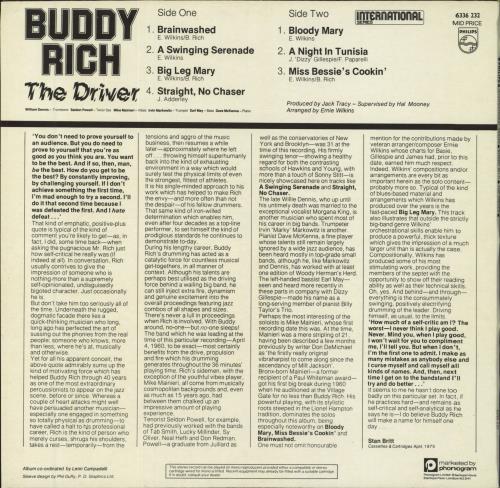 Buddy Rich The Driver vinyl LP album (LP record) UK BU-LPTH362990
