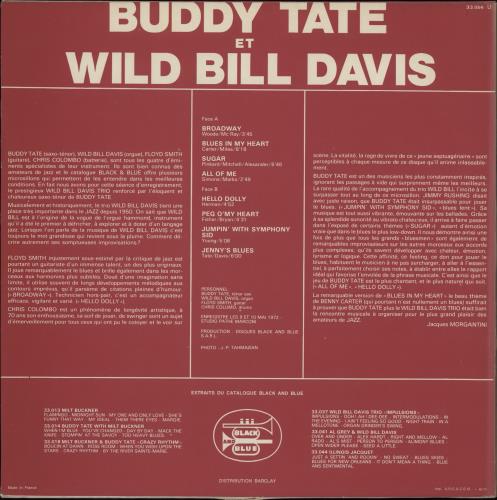 Buddy Tate Buddy Tate Et Wild Bill Davis vinyl LP album (LP record) French BT4LPBU756096