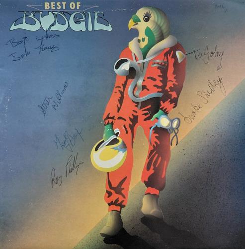 Budgie Best Of Budgie - Autographed vinyl LP album (LP record) UK BUDLPBE884081