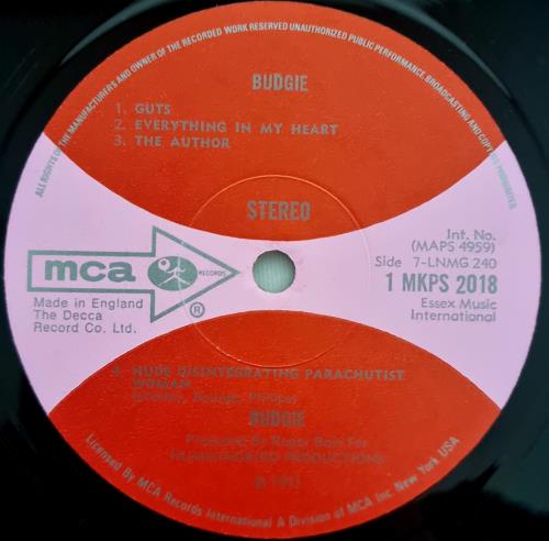 Budgie Budgie - 1st - Front Laminated vinyl LP album (LP record) UK BUDLPBU781698