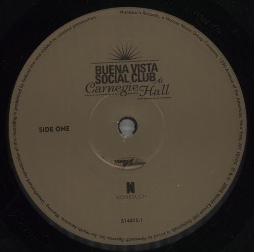 Buena Vista Social Club At Carnegie Hall 2-LP vinyl record set (Double LP Album) US BVI2LAT797114