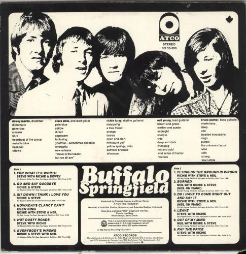 Buffalo Springfield Buffalo Springfield vinyl LP album (LP record) Canadian BFSLPBU712615