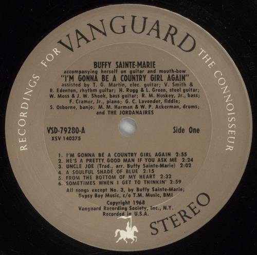 Buffy Sainte-Marie I'm Gonna Be A Country Girl Again vinyl LP album (LP record) US BSMLPIM876201