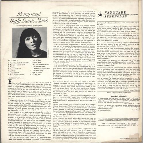 Buffy Sainte-Marie It's My Way! vinyl LP album (LP record) UK BSMLPIT736318