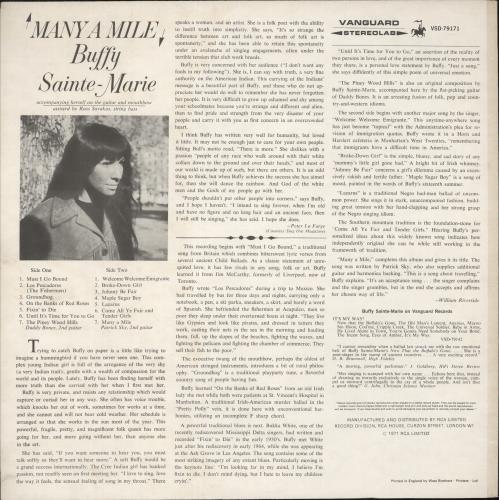 Buffy Sainte-Marie Many A Mile vinyl LP album (LP record) UK BSMLPMA618637
