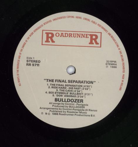 Bulldozer The Final Separation vinyl LP album (LP record) Dutch QVXLPTH800524