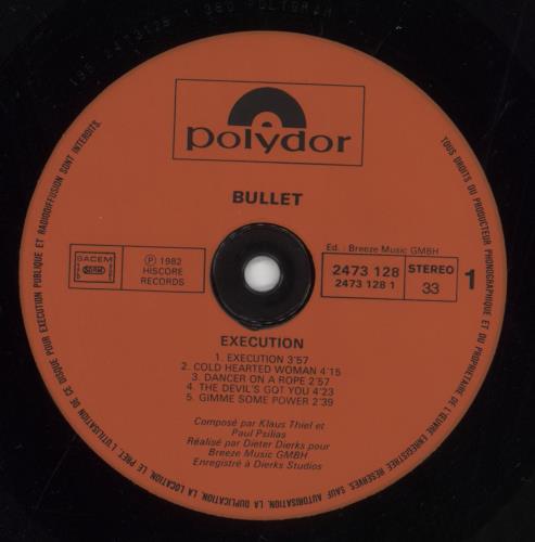 Bullet Execution vinyl LP album (LP record) French E9LLPEX855056