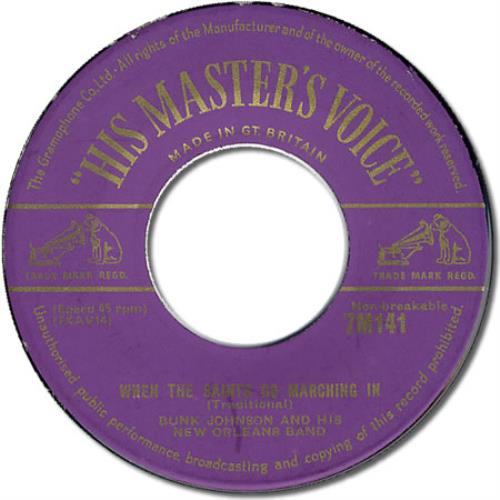 Bunk Johnson When The Saints Go Marching In - Wide 7" vinyl single (7 inch record / 45) UK BKJ07WH397504