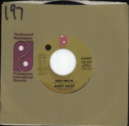 Bunny Sigler Keep Smilin' 7" vinyl single (7 inch record / 45) US BNX07KE689869