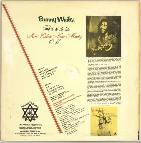 Bunny Wailer Tribute vinyl LP album (LP record) US BW8LPTR701705
