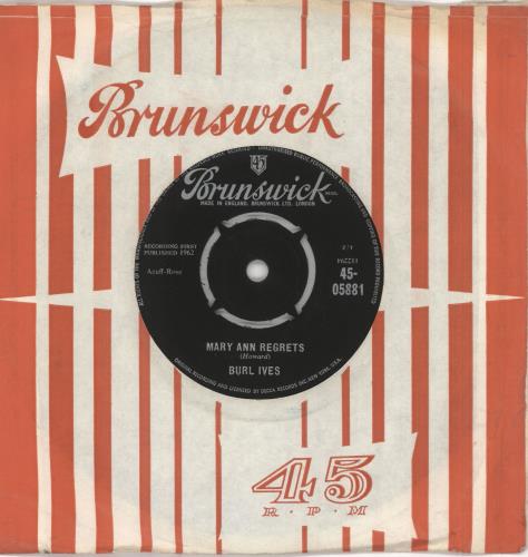 Burl Ives Mary Ann Regrets 7" vinyl single (7 inch record / 45) UK BUV07MA723430