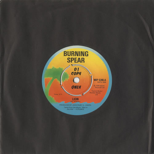 Burning Spear Lion 7" vinyl single (7 inch record / 45) UK 8BS07LI449759