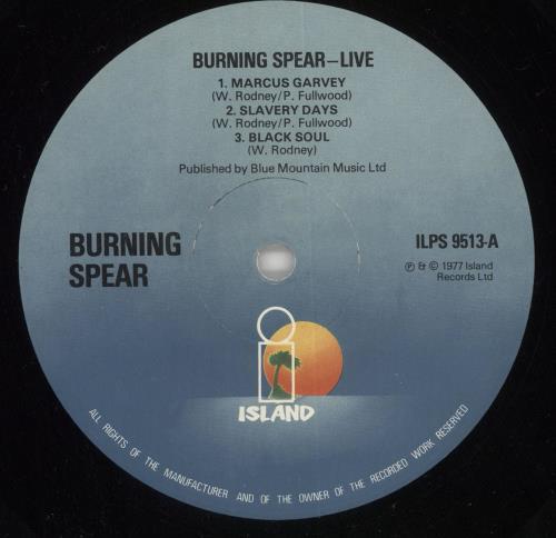 Burning Spear Live vinyl LP album (LP record) UK 8BSLPLI450926