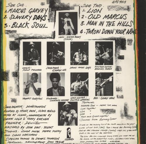 Burning Spear Live vinyl LP album (LP record) UK 8BSLPLI450926