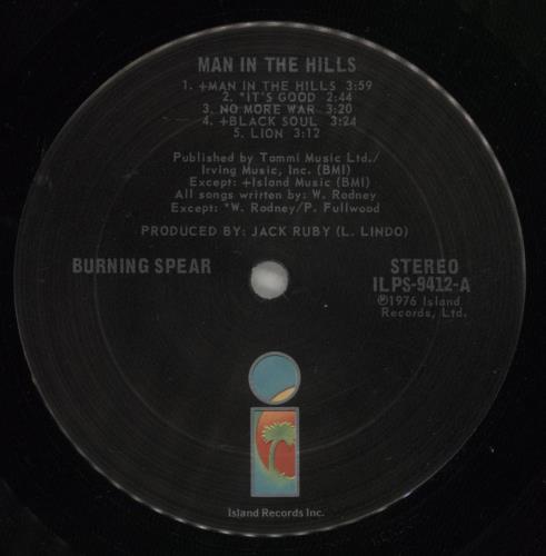 Burning Spear Man In The Hills vinyl LP album (LP record) US 8BSLPMA877013