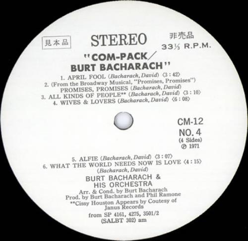 Burt Bacharach Com-Pack 2-LP vinyl record set (Double LP Album) Japanese BAH2LCO418799