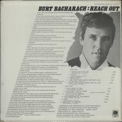 Burt Bacharach Reach Out - Sealed vinyl LP album (LP record) US BAHLPRE656373