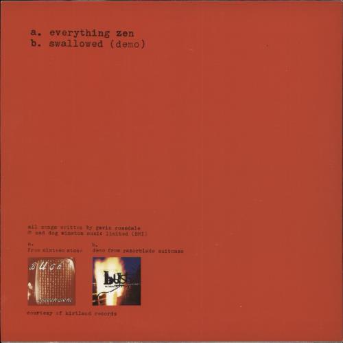 Bush Everything Zen - White Vinyl 7" vinyl single (7 inch record / 45) US B-U07EV865665