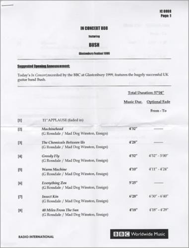 Bush In Concert 808 CD album (CDLP) UK B-UCDIN369041