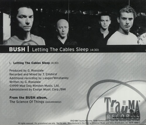 Bush Letting The Cables Sleep CD single (CD5 / 5") US B-UC5LE151861