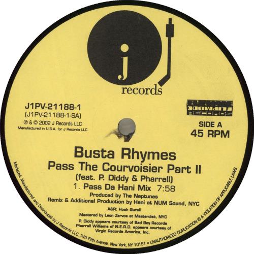 Busta Rhymes Pass The Couvoisier Part II 12" vinyl single (12 inch record / Maxi-single) US UST12PA703568