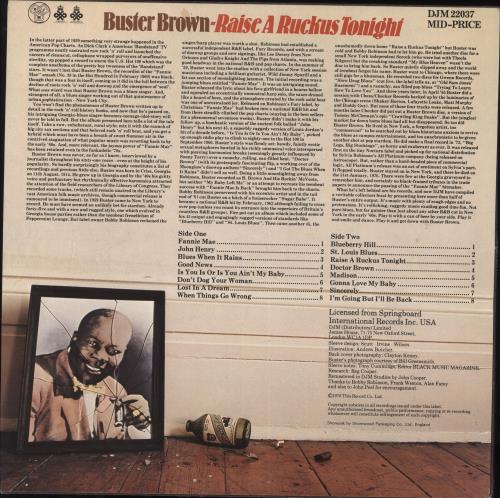 Buster Brown Raise A Ruckus Tonight vinyl LP album (LP record) UK O90LPRA706904