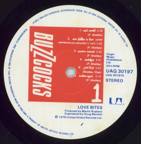 Buzzcocks Love Bites - 1st + Insert - VG vinyl LP album (LP record) UK BUZLPLO831493