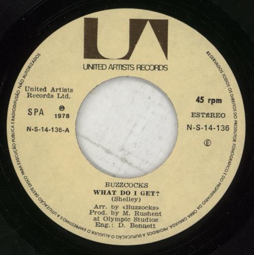 Buzzcocks What Do I Get - P/S 7" vinyl single (7 inch record / 45) Portuguese BUZ07WH866207