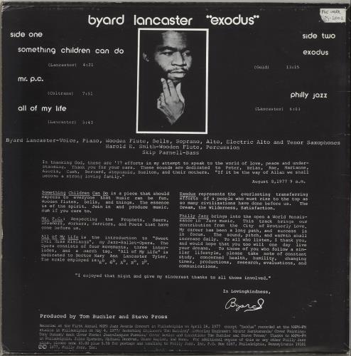 Byard Lancaster Exodus vinyl LP album (LP record) US Q0KLPEX706211