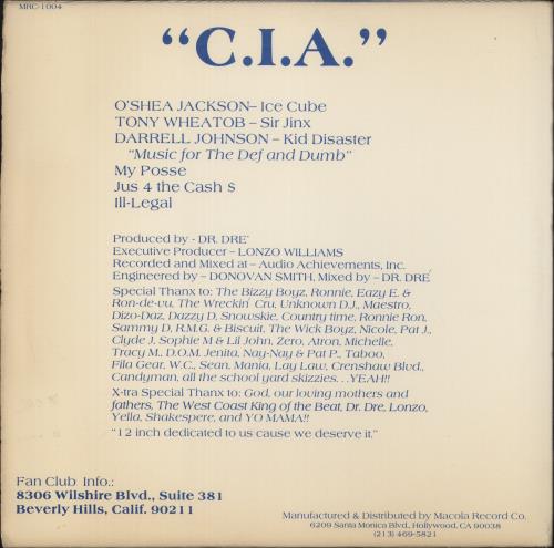 C.I.A. (Hip Hop) Cru' In Action! 12" vinyl single (12 inch record / Maxi-single) US 8DK12CR871205