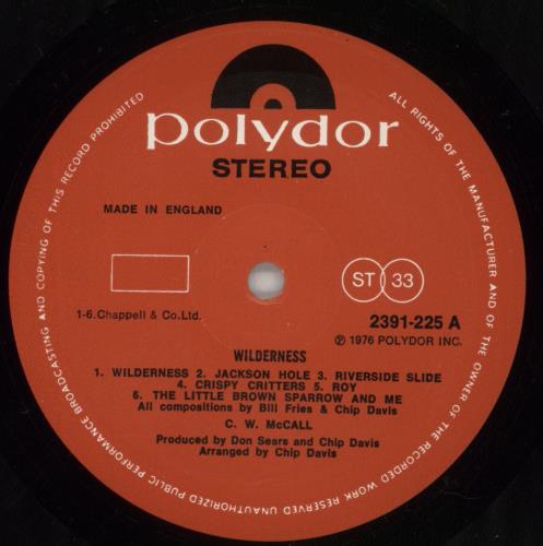 C.W. McCall Wilderness vinyl LP album (LP record) UK CW1LPWI864542