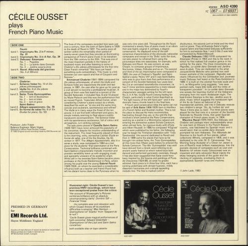 C�cile Ousset Plays French Piano Music vinyl LP album (LP record) German FYDLPPL879129