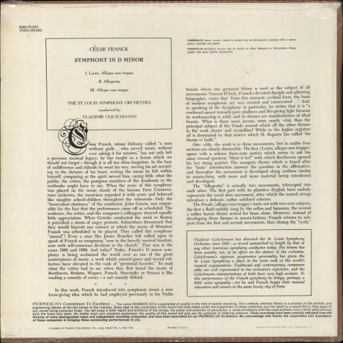 C�sar Franck Franck: Symphony In D Minor vinyl LP album (LP record) US FT5LPFR854495