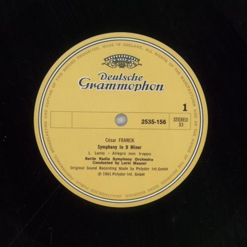 C�sar Franck Symphony in D minor vinyl LP album (LP record) UK FT5LPSY861939