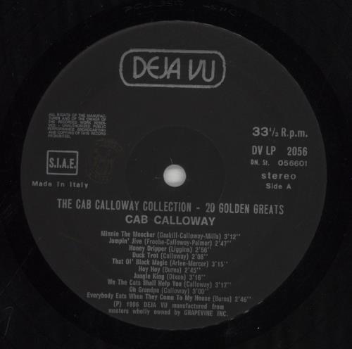 Cab Calloway The Cab Calloway Collection - 20 Golden Greats vinyl LP album (LP record) Italian C\CLPTH861679