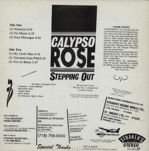 Calypso Rose Stepping Out vinyl LP album (LP record) Jamaican 1F8LPST753566