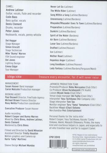 Camel Ichigo Ichie (Live In Japan 2016) DVD UK C-LDDIC822907