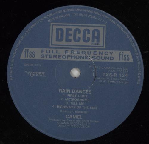 Camel Rain Dances vinyl LP album (LP record) UK C-LLPRA141728
